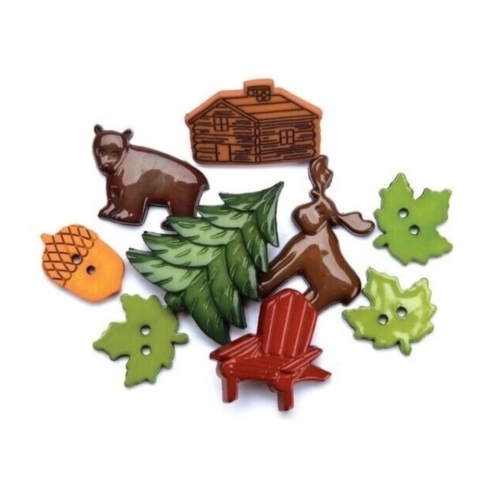 Favorite Findings Adirondacks Buttons Craft & Sewing Flatbacks Multi-Color 8-Pc